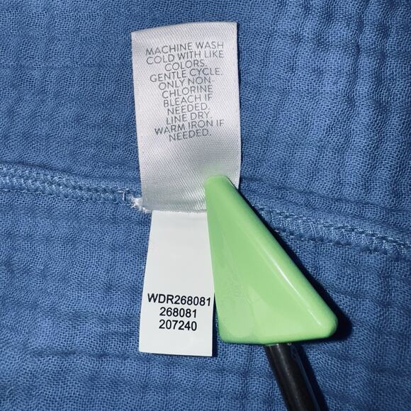 J Jill Ice Blue Small Tier Gauze Drop Waist Dress Button Midi Lagenlook Cottage - Picture 7 of 8